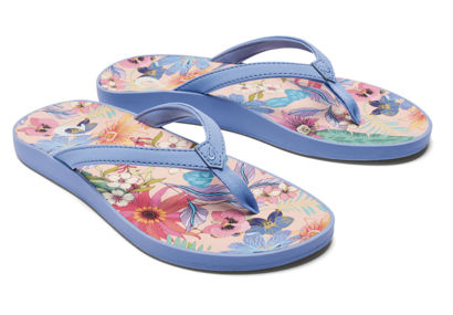 Picture of Olukai Women’s Puawe - Cloud/ Blue Flower